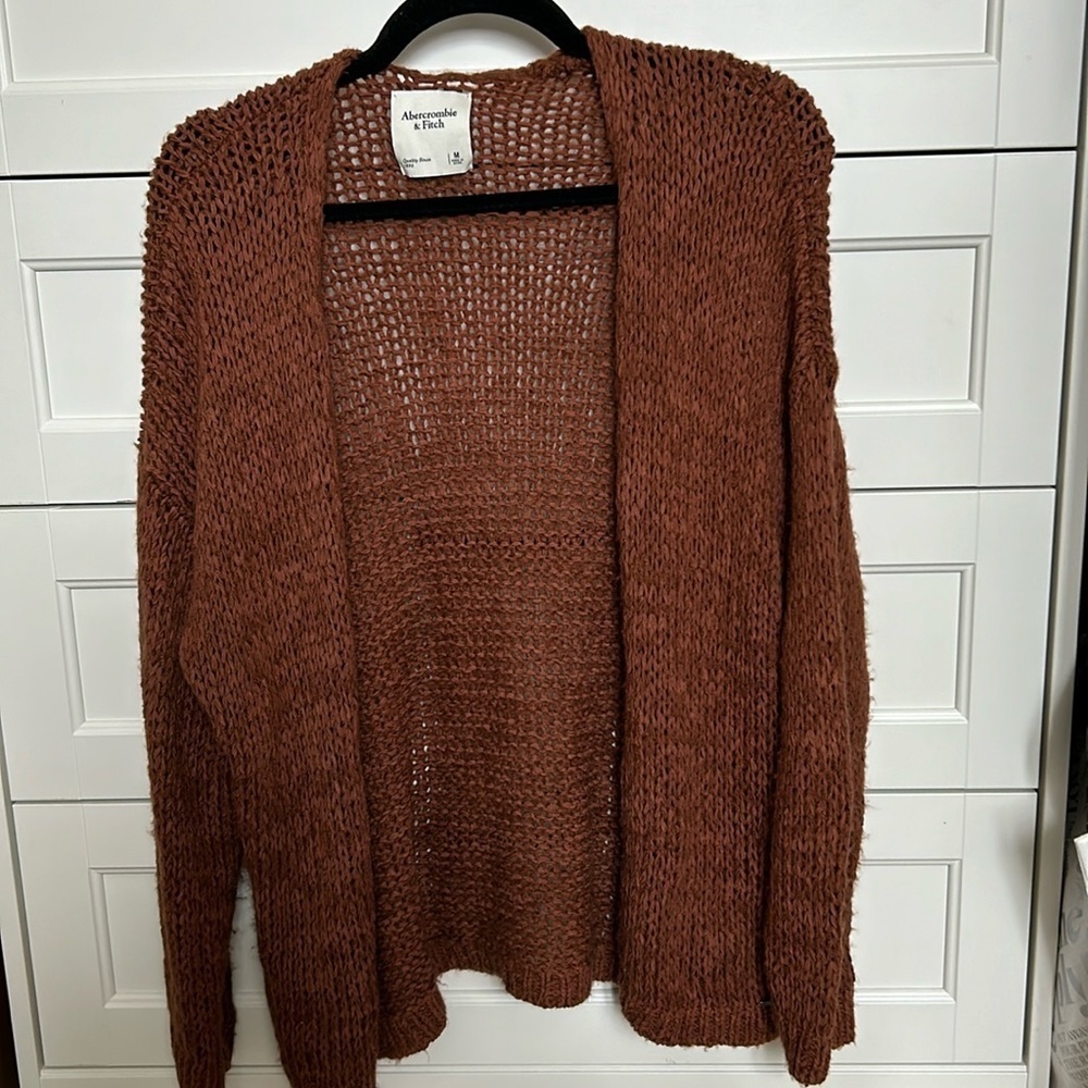 Abercrombie & Fitch Open Knit Cardigan Sweater - Orange - M